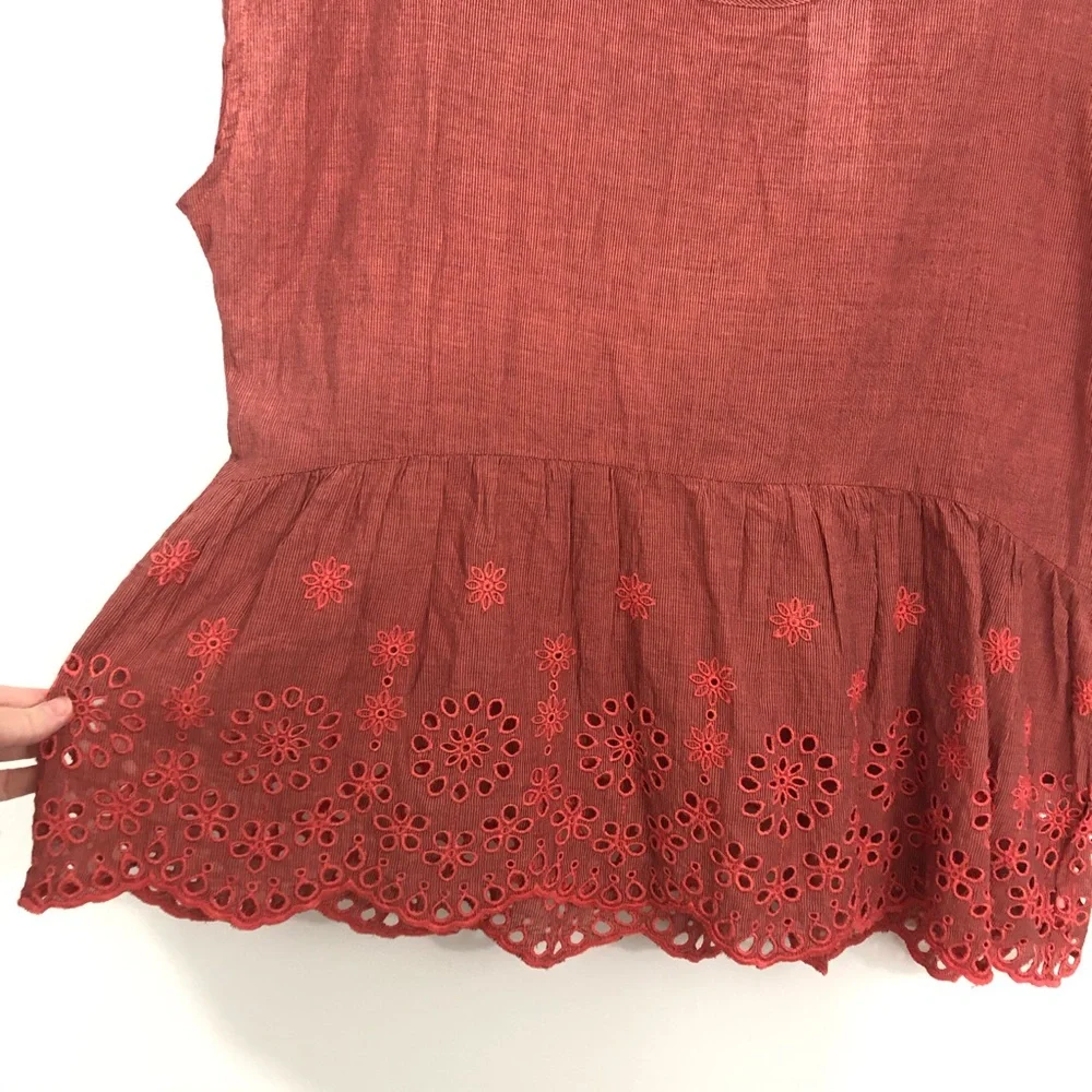 4/$25 Sonoma Embroidered Peplum Eyelet Top L NWT